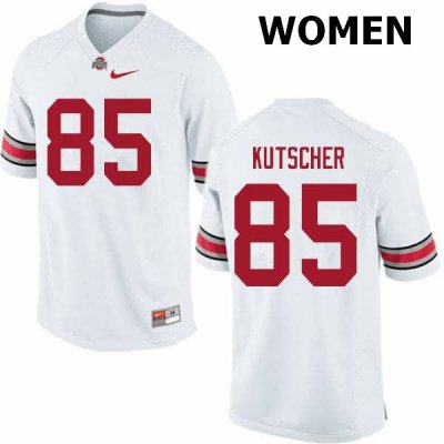 NCAA Ohio State Buckeyes Women's #85 Austin Kutscher White Nike Football College Jersey PNV3245GV